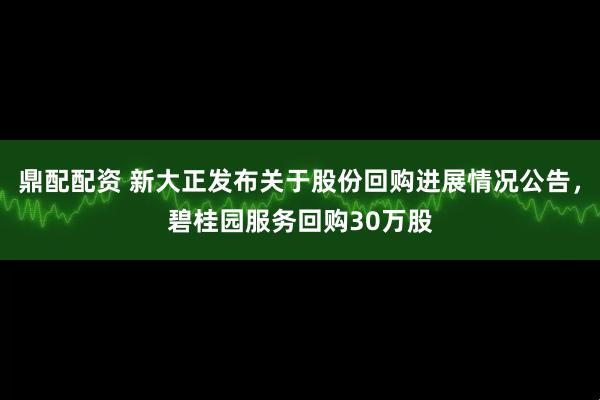鼎配配资 新大正发布关于股份回购进展情况公告，碧桂园服务回购30万股